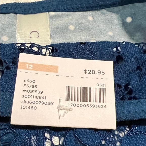 Cacique Blue Cherry Print Lace Panties with garters - Picture 3 of 11